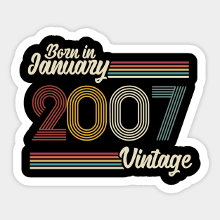 Vintage Born in January 2007 Sticker